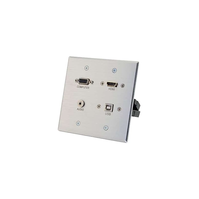 C2G® 39703 Aluminum HDMI/VGA and USB Pass Through Double Gang Wall Plate image 1