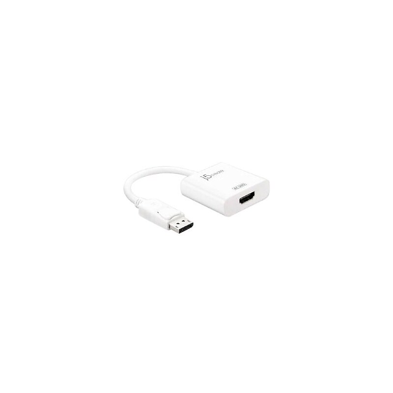 j5create DisplayPort to HDMI Male/Female Active Audio/Video Adapter, 6.3", White (JDA158) image 1