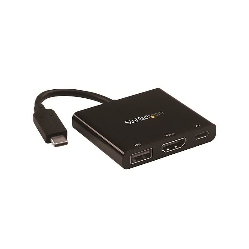 StarTech® USB Type-C to 4K HDMI Male/Female Multifunction Adapter with Power Delivery, Black (CDP2HDUACP) image 1
