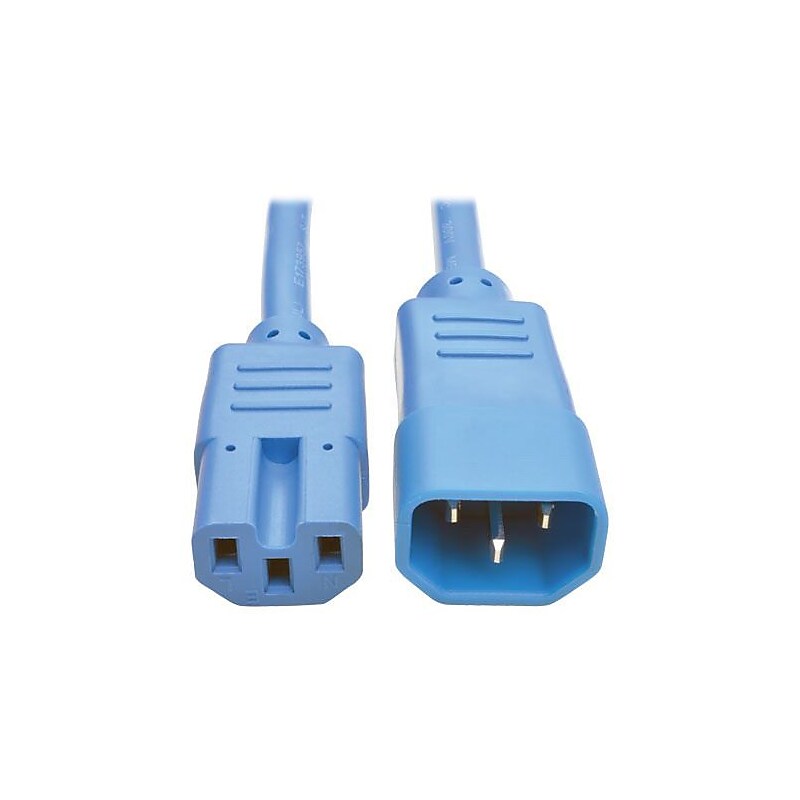 Tripp Lite IEC-320-C14 to IEC320C15 Male/Female Heavy-Duty Computer Power Cord, 6', Blue (P018-006-ABL) image 1