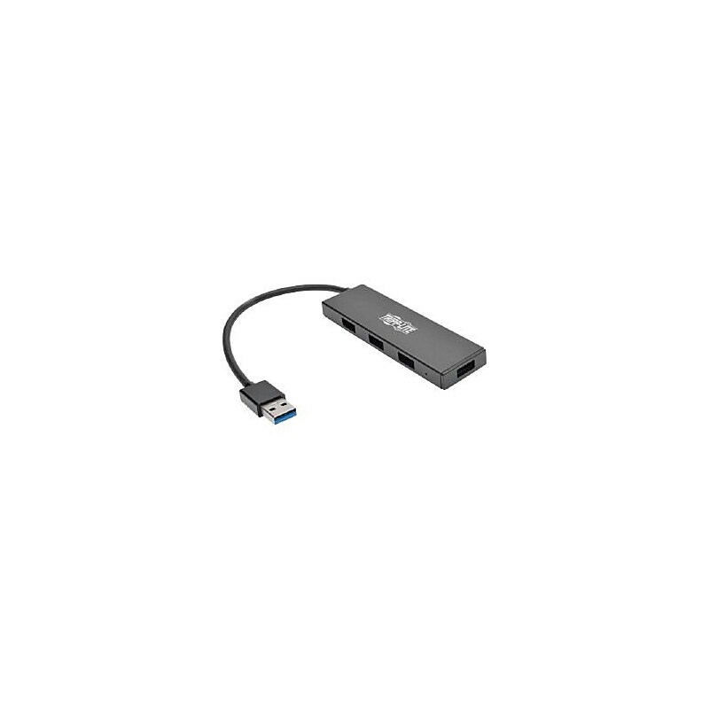 Tripp Lite 4-Port USB Type A Male/Female Ultra-Slim Portable SuperSpeed 3.0 USB Hub, Black (U360-004-SLIM) image 1
