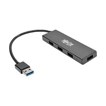 Tripp Lite 4-Port USB Type A Male/Female Ultra-Slim Portable SuperSpeed 3.0 USB Hub, Black (U360-004-SLIM)