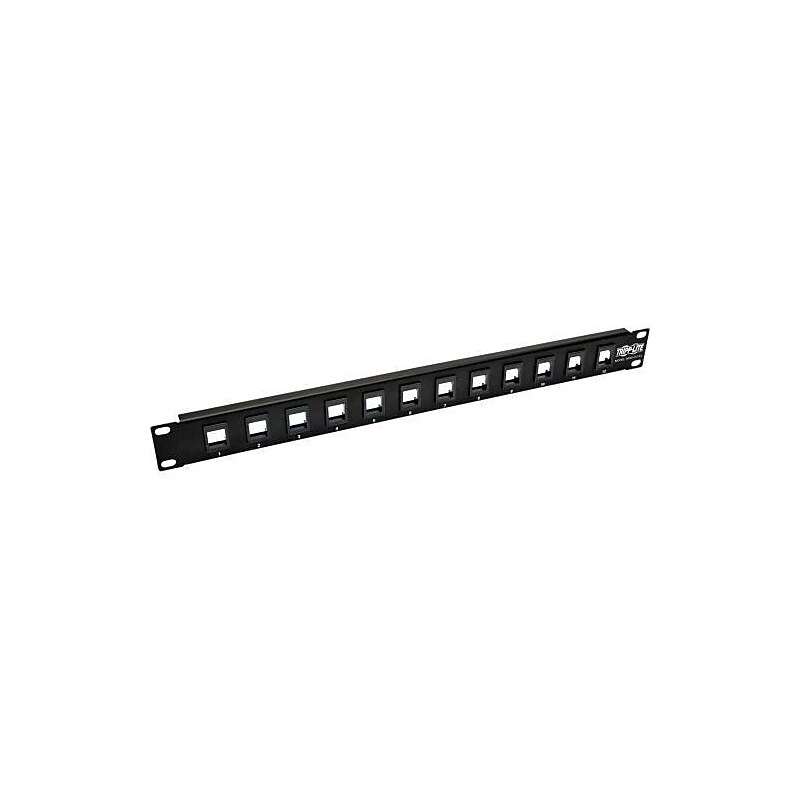 Tripp Lite 12-Port 1U Rack-Mount Unshielded Blank Keystone/Multimedia Patch Panel, Black (N062-012-KJ) image 1
