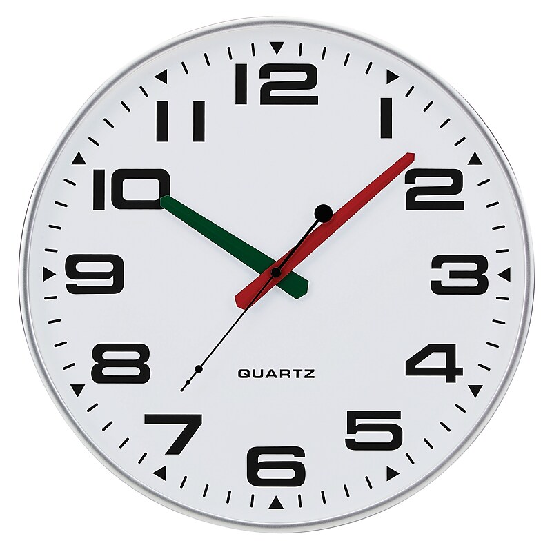 TEMPUS Contemporary Wall Clock with Silent Sweep Quiet Movement, Plastic 13",  Silver Finish (TC2388FS) image 1