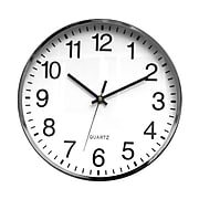 TEMPUS Contemporary Wall Clock with Silent Sweep Quiet Movement, Metal 12", Chrome (TC6645AP)