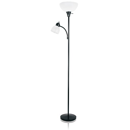 VLIGHT 3Way CFL Floor Lamp with Separate Reading Lamp, Black