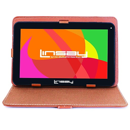 Shop Staples for LINSAY F10XHDBCLBROWN 10" Quad Core Tablet w/ Brown