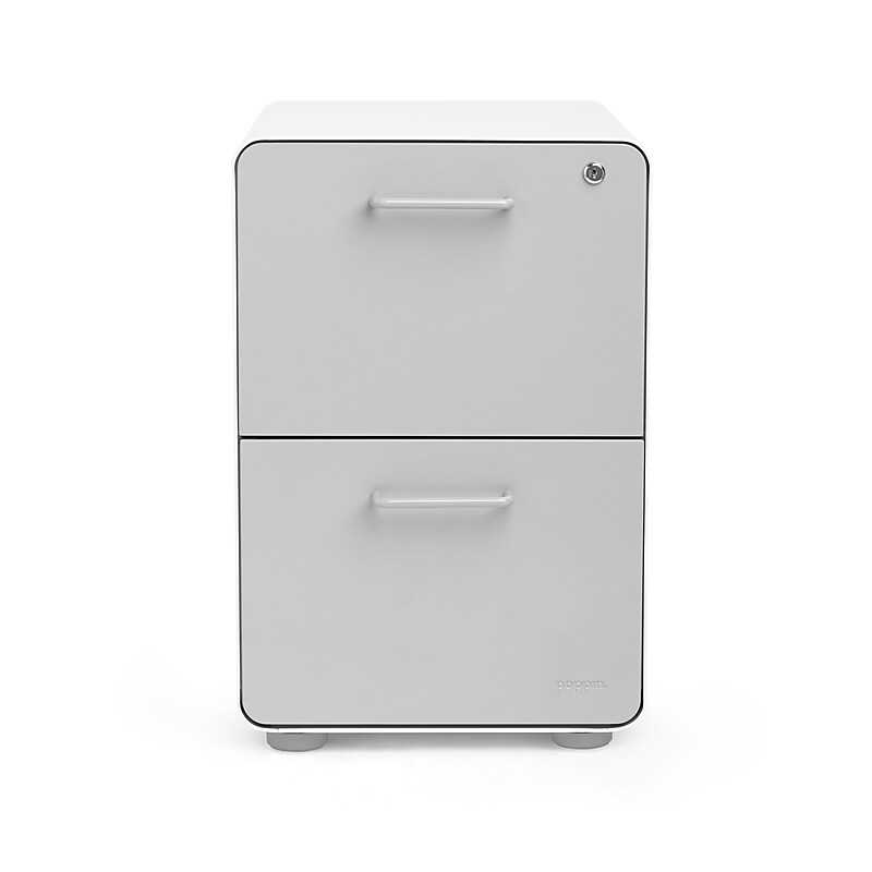 Poppin, Stow 2-Drawer File Cabinet, White & Light Gray (101834) image 1