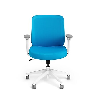 Poppin Pool Blue Max, Task Chair, Mid Back, White Frame (101890)