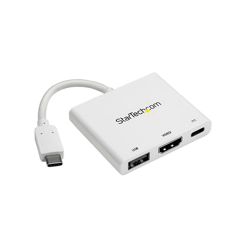 StarTech® USB-C to HDMI/USB Male/Female Multifunction Adapter, White, 4" (CDP2HDUACPW) image 1