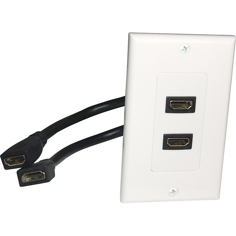 Comprehensive WP-HM2PT White 2-Port Pigtail HDMI Wallplate image 1