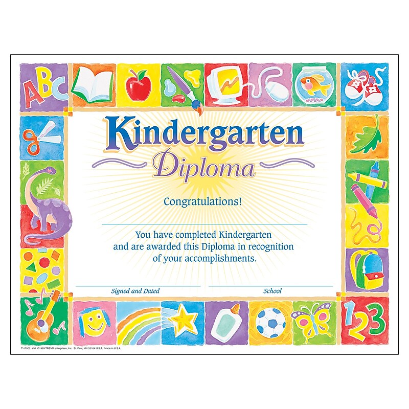 Trend Enterprises® Classic Kindergarten Diploma, 8 1/2"(L) x 11"(W) image 1