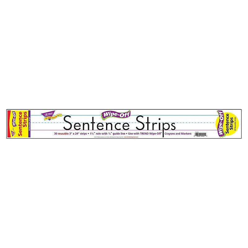 Wipe-Off Sentence Strips, 24" Sentence Strips, 3" Tall Strips, 30/Pack image 1