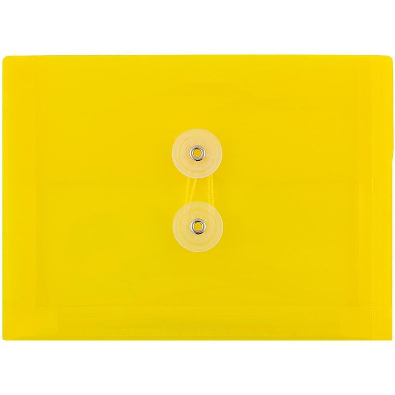 JAM Paper® Plastic Envelopes with Button and String Tie Closure, Index Booklet, 5.5 x 7.5, Yellow, 12/Pack (920B1YE) image 1