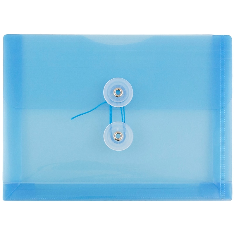 JAM Paper® Plastic Envelopes with Button and String Tie Closure, Index Booklet, 5.5 x 7.5, Blue, 12/Pack (920B1BU) image 1
