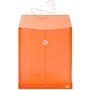 JAM Paper® Plastic Envelopes with Button and String Tie Closure, Letter Open End, 9.75 x 11.75, Bright Orange, 12/Pack (1221560)~#|#~m005745016_sc7