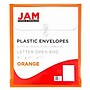 JAM Paper® Plastic Envelopes with Button and String Tie Closure, Letter Open End, 9.75 x 11.75, Bright Orange, 12/Pack (1221560)~#|#~m005745020_sc7