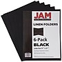 JAM Paper 2-Pocket Linen Portfolio Folder, Black, 6/Pack (99594d)~#|#~m005757395_sc7