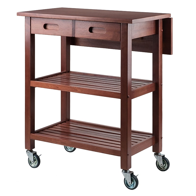 Winsome Jonathan 2-Shelf Wood Mobile Kitchen Cart with Lockable Wheels, Walnut (94734) image 1