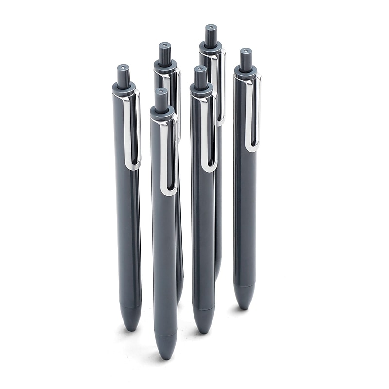 Poppin Luxe Retractable Gel Pen, Medium Point, Black Ink, 6/Pack (104449) image 1