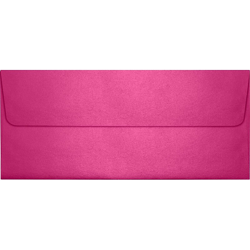 LUX 80lbs. 4 1/8" x 9 1/2" #10 Square Flap Envelopes W/Glue, Azalea Metallic Pink, 250/BX image 1