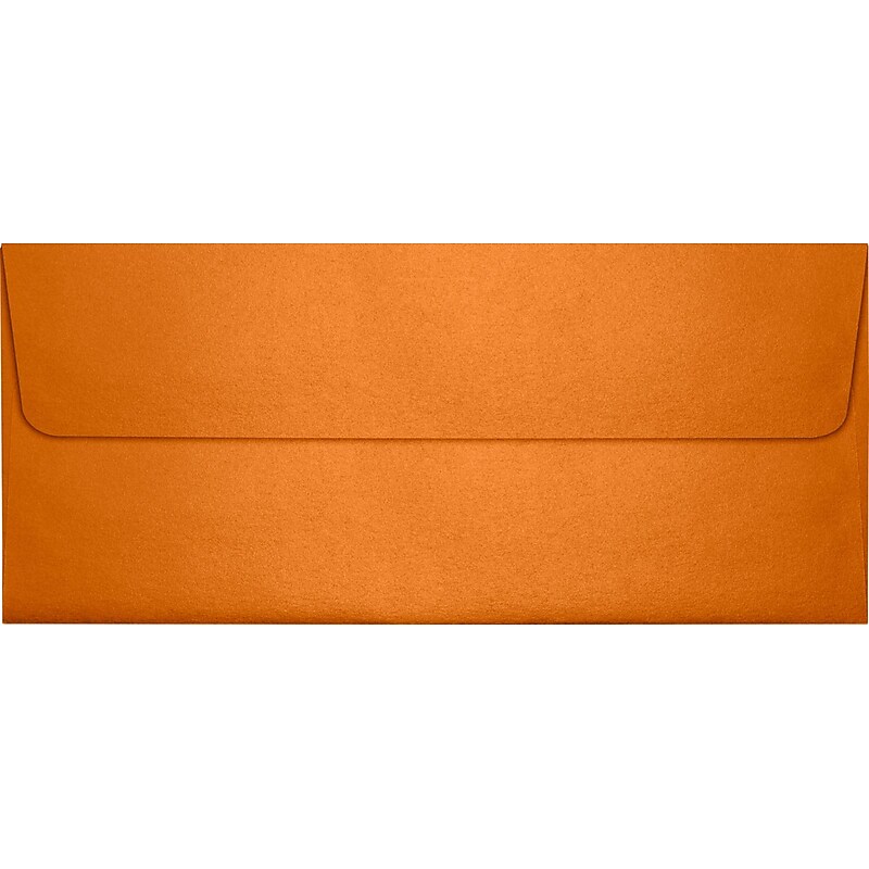 LUX 4 1/8" x 9 1/2" #10 80lbs. Square Flap Envelopes W/Glue Closure, Flame Metallic Orange image 1