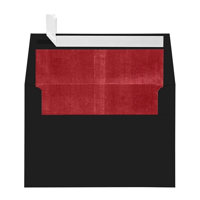 LUX A4 Foil Lined Invitation Envelopes (4 1/4 x 6 1/4) 50/Box, Black w/Red LUX Lining (FLBK4872-01-50) image 1