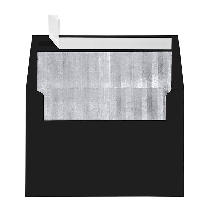 LUX A4 Foil Lined Invitation Envelopes (4 1/4 x 6 1/4) 1000/Box, Black w/Silver LUX Lining (FLBK4872-031000) image 1