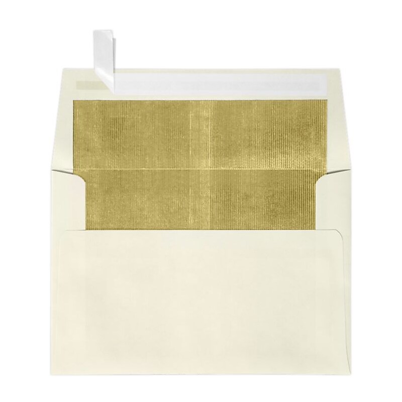 LUX A4 Foil Lined Invitation Envelopes (4 1/4 x 6 1/4) 50/Box, Natural w/Gold LUX Lining (FLNT4872-04-50) image 1