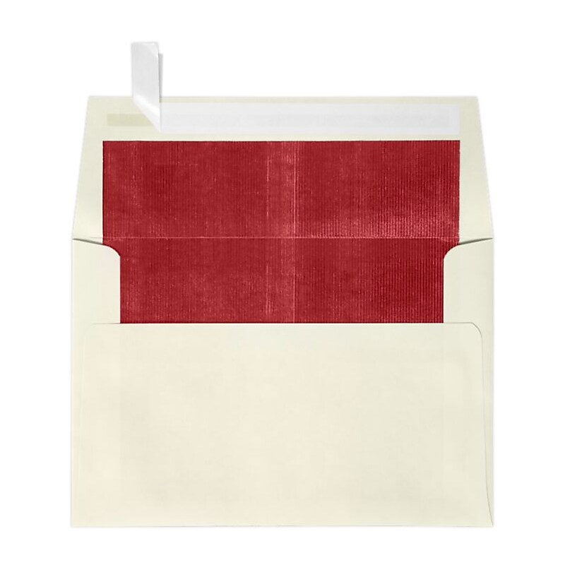 LUX A4 Foil Lined Invitation Envelopes (4 1/4 x 6 1/4) 50/Box, Natural w/Red LUX Lining (FLNT4872-01-50) image 1