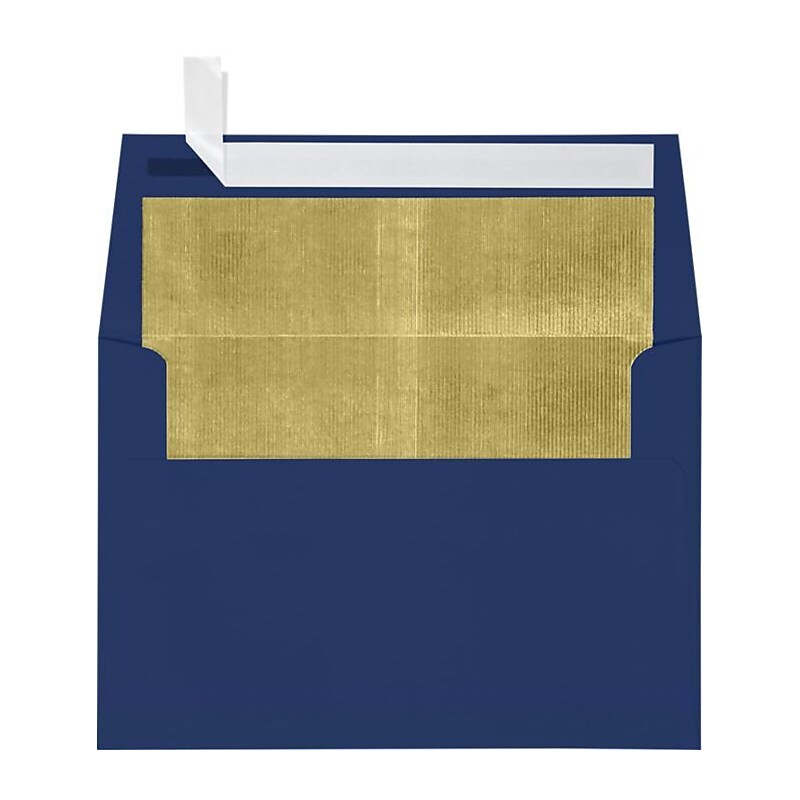 LUX A4 Foil Lined Invitation Envelopes (4 1/4 x 6 1/4) 50/Box, Navy w/Gold LUX Lining (FLNV4872-04-50) image 1