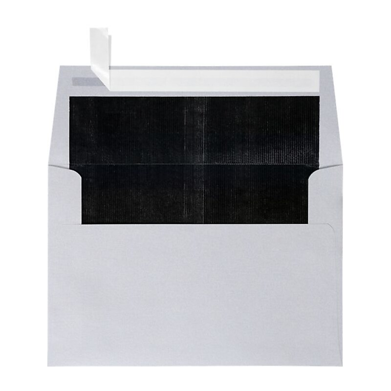 LUX A4 Foil Lined Invitation Envelopes (4 1/4 x 6 1/4) 250/Box, Silver w/Black LUX Lining (FLSL4872-02-250) image 1