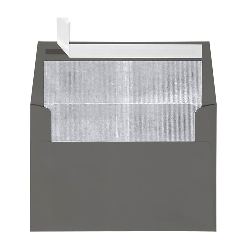 LUX A4 Foil Lined Invitation Envelopes (4 1/4 x 6 1/4) 50/Box, Smoke w/Silver LUX Lining (FLSM4872-03-50) image 1