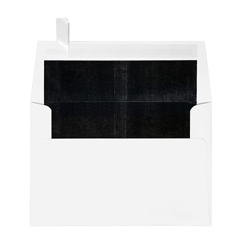 LUX A4 Foil Lined Invitation Envelopes (4 1/4 x 6 1/4) 50/Box, White w/Black LUX Lining (FLWH4872-02-50) image 1