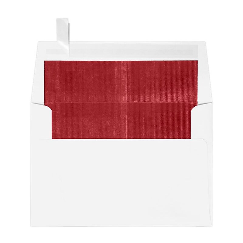 LUX A4 Foil Lined Invitation Envelopes (4 1/4 x 6 1/4) 50/Box, White w/Red LUX Lining (FLWH4872-01-50) image 1