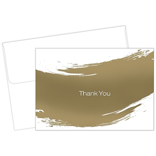Great Papers® Gold Brush Thank You Card, 4.875" x 3.375", 50/Pack