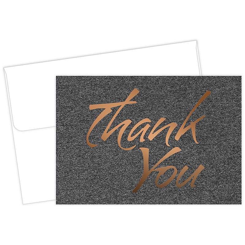 Great Papers Suit Matte Personal Thank You Notecards, Copper/Black, 50/Pack (2015124) image 1