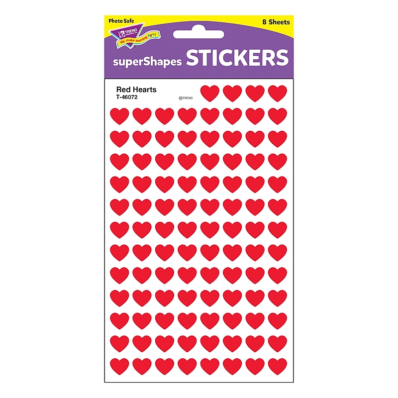 Trend Enterprises® SuperShapes Stickers, Red Hearts image 1