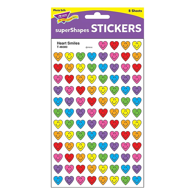 Trend Heart Smiles superShapes Stickers, 800 CT (T-46080) image 1