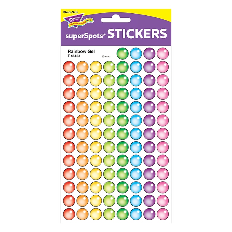 Trend Enterprises, Inc. SuperSpots® Rainbow Gel Stickers, Multicolor, 800/Pkg image 1