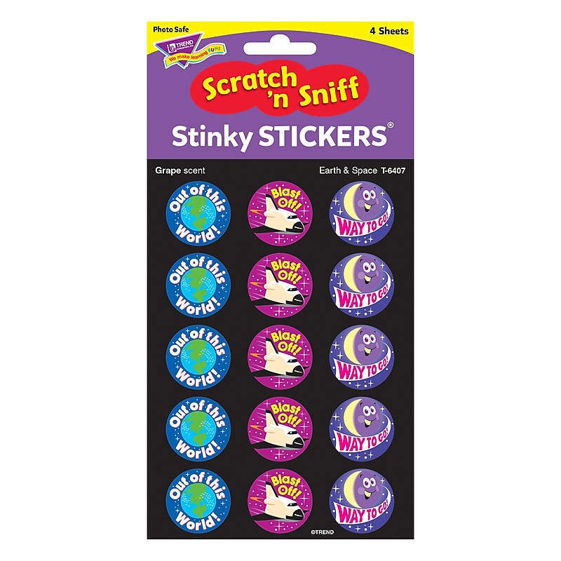 Trend Earth & Space/Grape Stinky Stickers, 60 ct. (T-6407) image 1