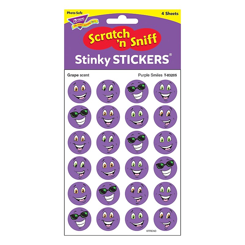 Trend Purple Smiles/Grape Stinky Stickers, 96 ct. (T-83205) image 1