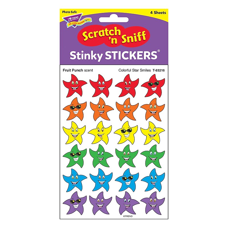 Trend Colorful Star Smiles/Fruit Punch Stinky Stickers, 96 ct. (T-83216) image 1
