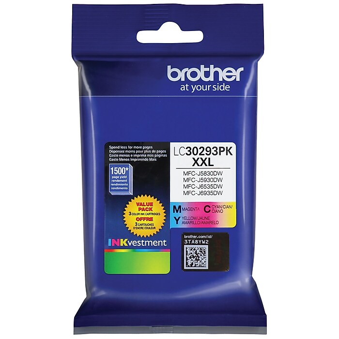 Brother LC30293PKS Cyan/Magenta/Yellow Extra High Yield Ink