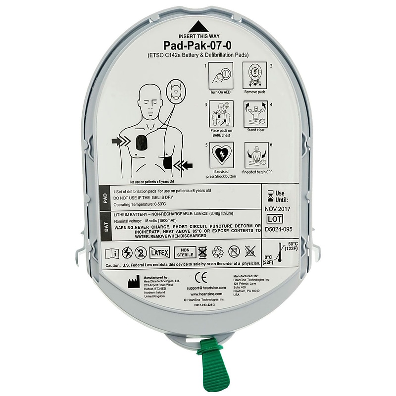 HeartSine Samaritan Pad-Pak Adult Replacement Pads, 2/Pack (PAD-PAK-01) image 1