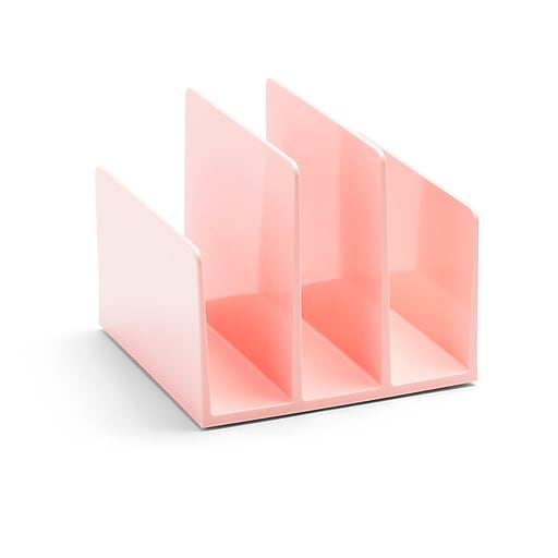 Poppin Fin 3 Compartment Plastic File Organizer, Blush (104438) Staples