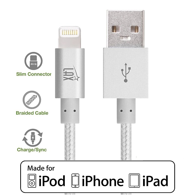 Lax Gadgets Lightning USB Cable for iPhone/iPad/iPod Touch, Silver (lghtcblMFi4ft-slv) image 1