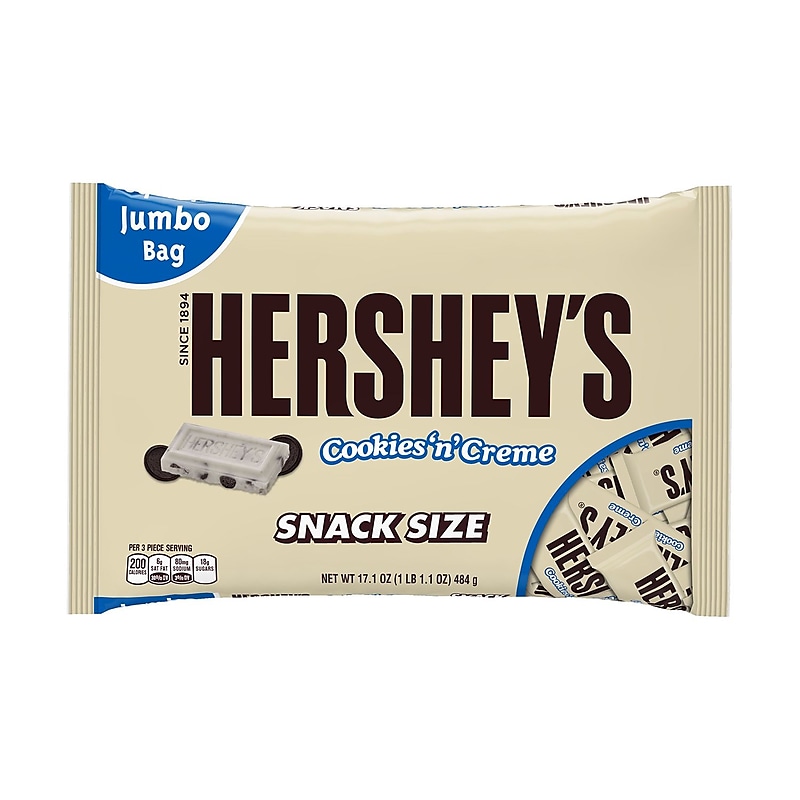 Hershey's Cookies 'n' Crème Snack Size White Chocolate Candy Bar, 17.1 oz., 2 (246-00029) image 1