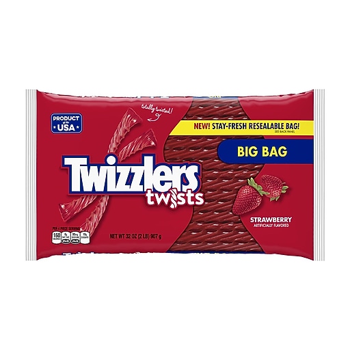 Twizzlers Strawberry Twists Big Bag Licorice, 32 oz., 2/Pack