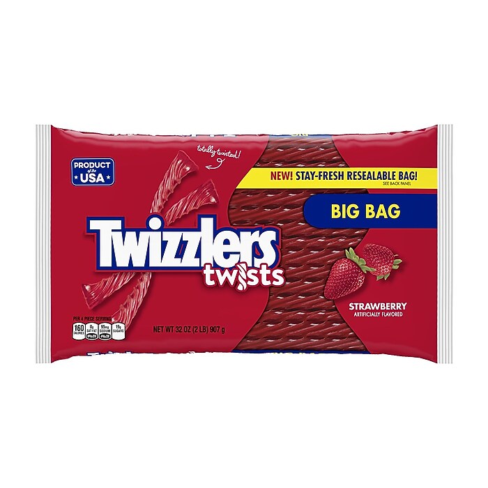 Twizzlers Strawberry Twists Big Bag Licorice, 32 oz., 2/Pack
